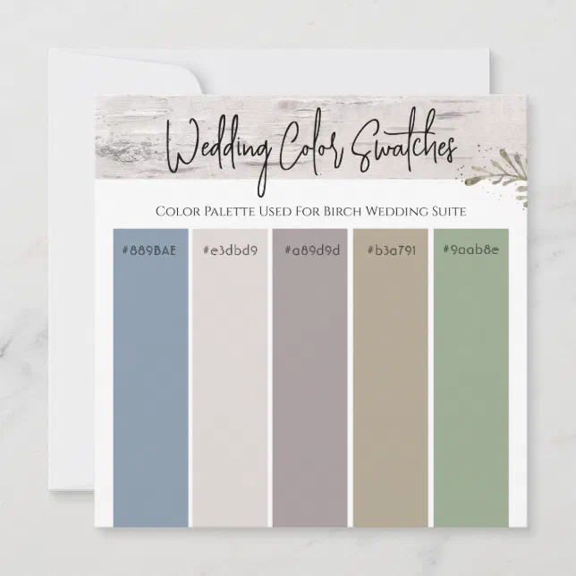 Birch Wedding Color Pallette Invitation 