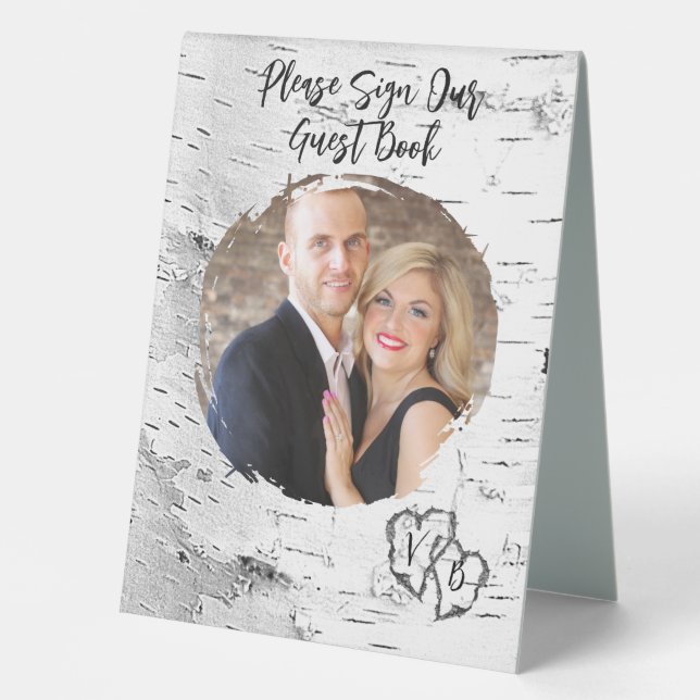 Birch Wedding Guest Book Table Sign (Front)