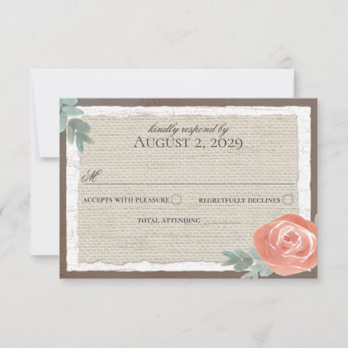 Birch Wood and Burlap Reply RSVP Card
