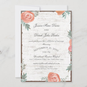 Birch Wood and Roses Wedding Invitation