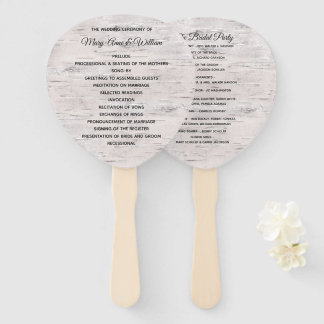 Birch Wood Bark Print 2 Wedding Program Fan