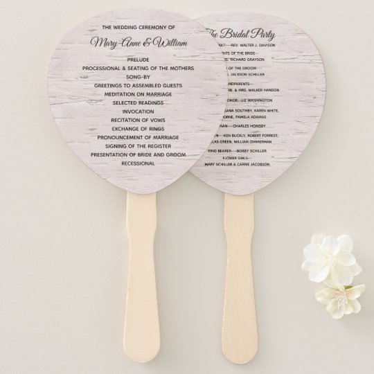 Birch Wood Bark Print Wedding Program Fan Zazzle Com