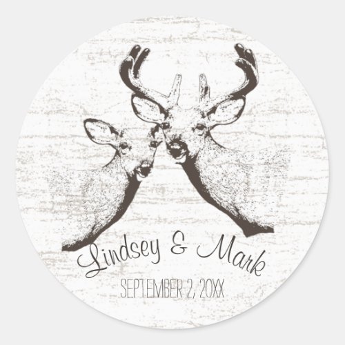 Birch Wood Deer Classic Round Sticker