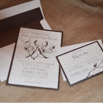 Birch Wood Deer Wedding Invitation by happygotimes at Zazzle