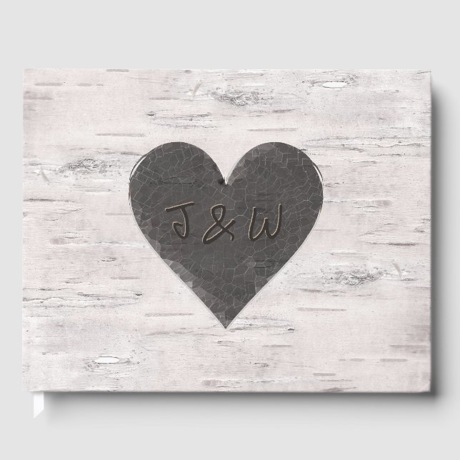 Birch Wood Look Wedding Guest Book (Front)
