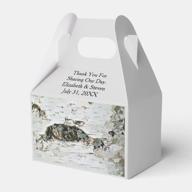 Birch Wood Nature Wedding Favor Boxes (Front Side)