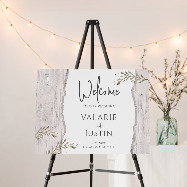 Birch Wood Wedding Welcome Sign (In Situ (Stand))
