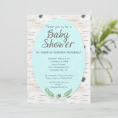 Birch Woodland Hand Drawn Baby Shower Invitation (Standing Front)