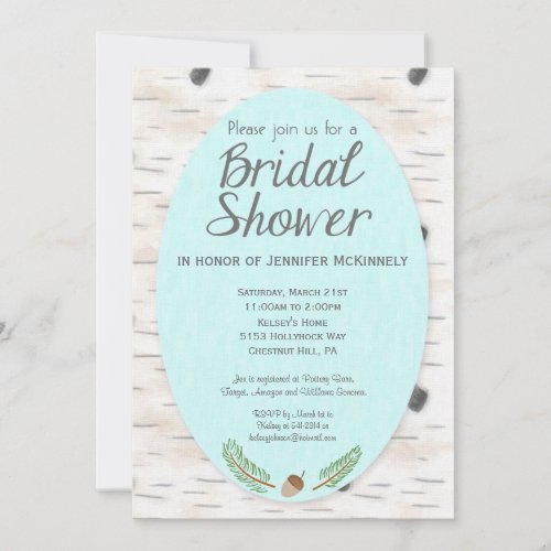 Birch Woodland Hand Drawn Bridal Shower Invitation