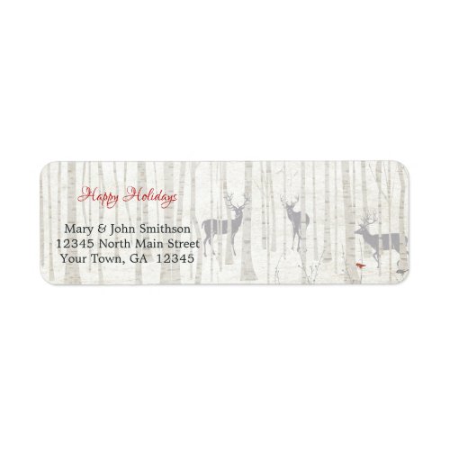 Birch Woods Deer Holiday Return Address Label