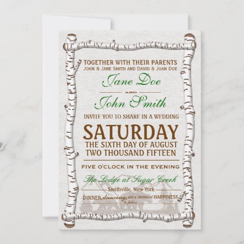 Birch Woods Rustic Wedding Invitation