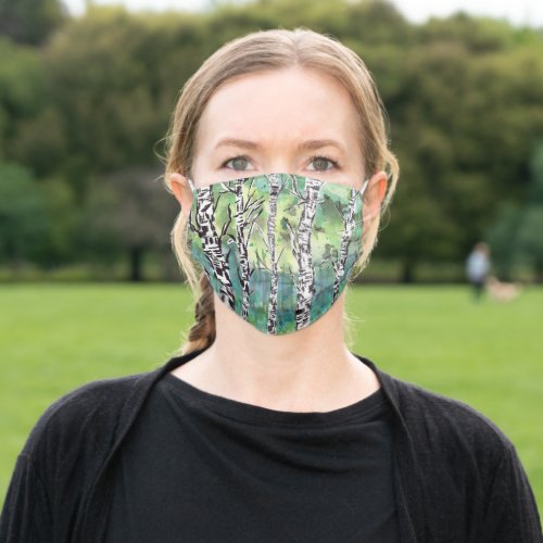 Birch Woods Watercolor Adult Cloth Face Mask