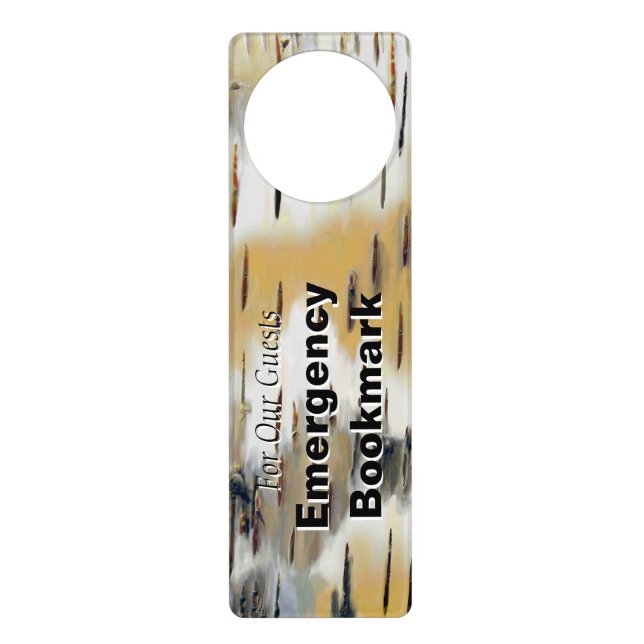 Birchbark Emergency Bookmark Door Hanger (Front)