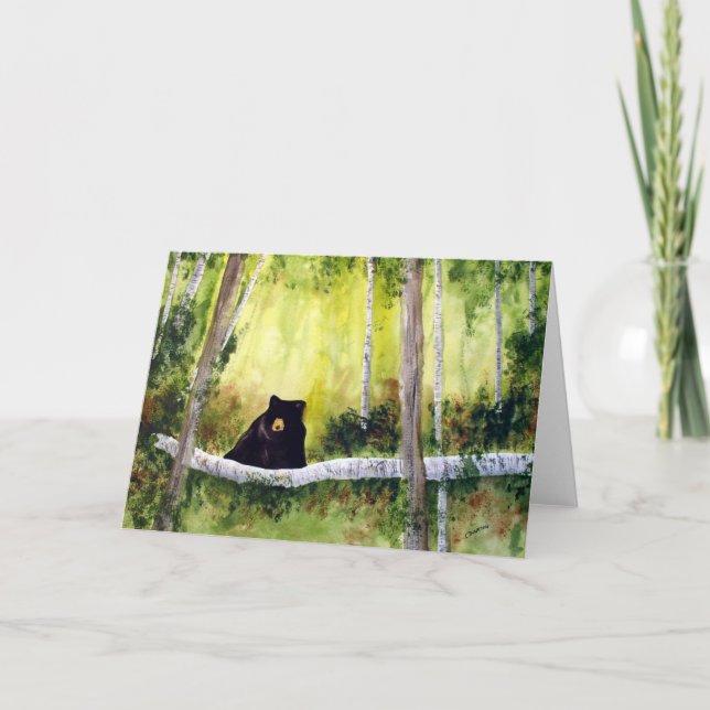 Birches and Bear Blank Greeting Card (Front)