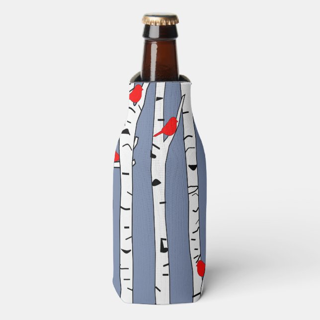 Birches and Birds Bottle Cooler (Bottle Front)