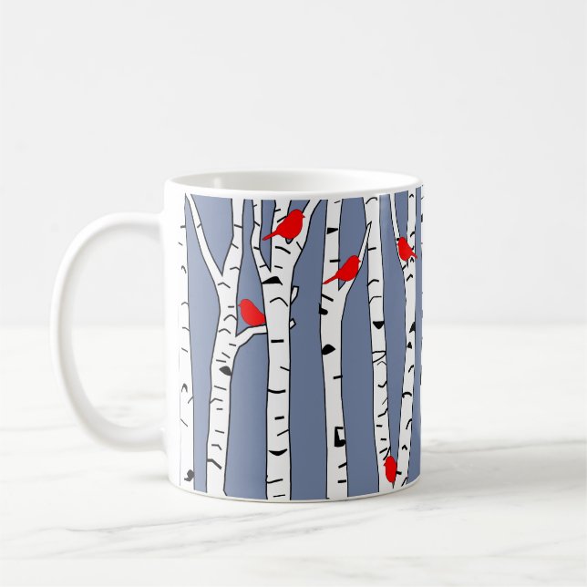 Birches and Birds Coffee Mug (Left)