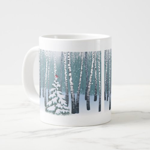 Birches In The Winter Forest Giant Coffee Mug