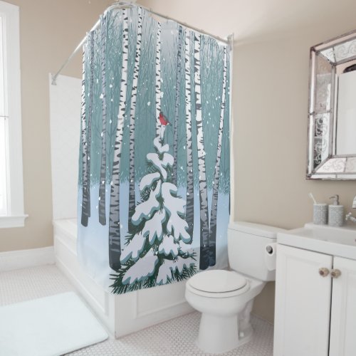 Birches In The Winter Forest Shower Curtain