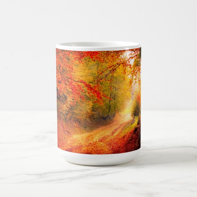 Birches Trees Fall Autumn orange Leaves Landscape Coffee Mug (Center)