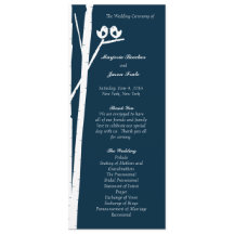 Birchtree Birds Wedding Program Blue