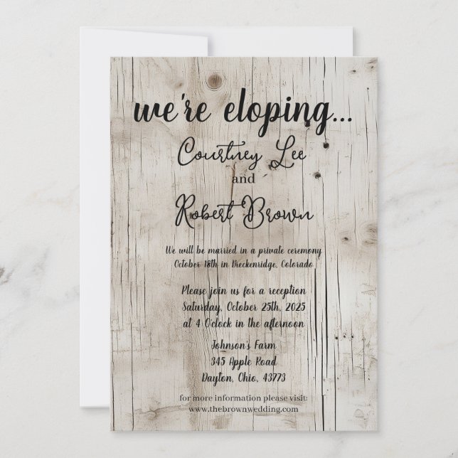 Birchwood Elopement Annoucement Invitation (Front)