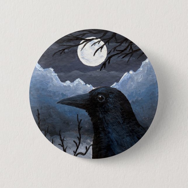 Bird 58 Crow Raven Button (Front)
