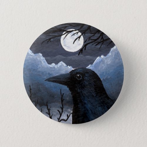 Bird 58 Crow Raven Button