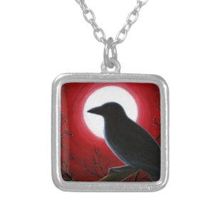 Bird 62 Crow Raven Silver Plated Necklace