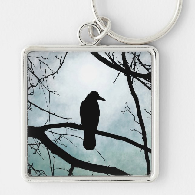 bird 77 Crow Raven Keychain (Front)