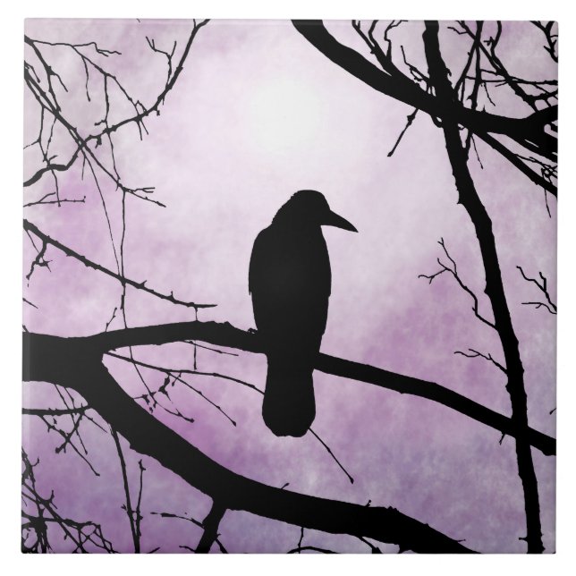 bird 78 Crow Raven Ceramic Tile (Front)