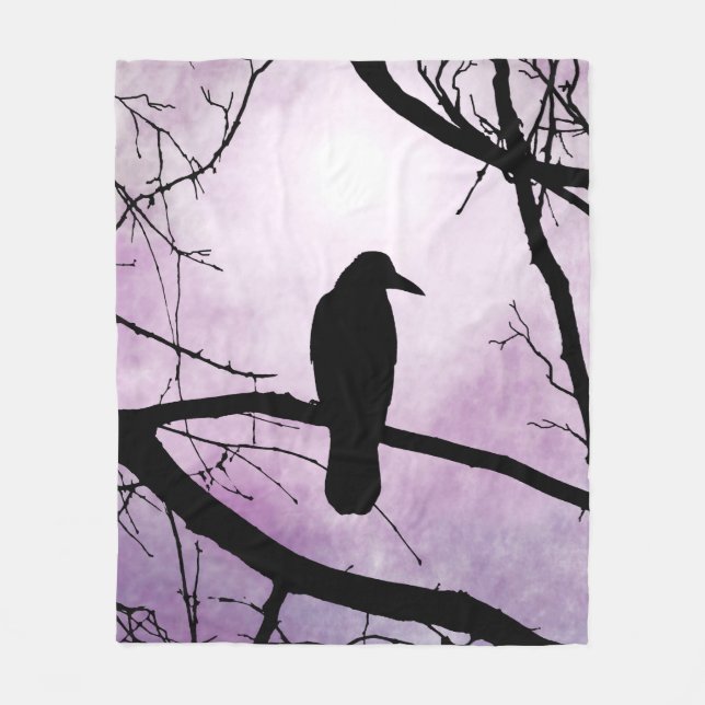bird 78 Crow Raven Fleece Blanket (Front)