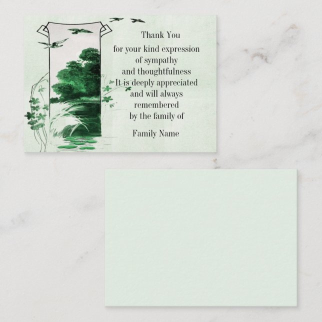 Bird Above Green Tree Thank You Card (Front/Back)