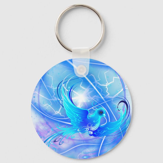 Bird Abstract Blue Keychain (Front)
