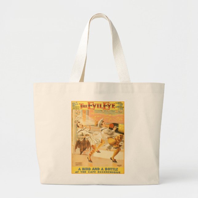 BIRD AND A BOTTLE LARGE TOTE BAG (Front)