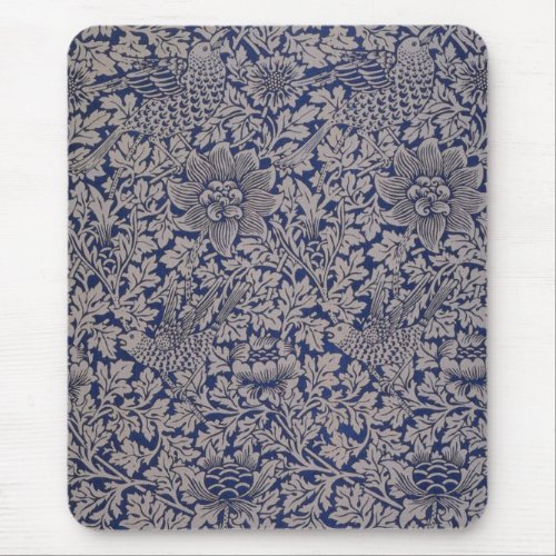 Bird and Anemone by William Morris Vintage Pattern Mouse Pad
