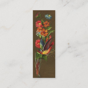 Bird and Assorted Flowers Victorian Mini Business Card