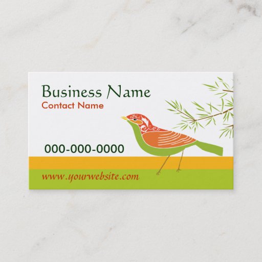 Customizable Bird and Bamboo Business Card