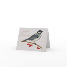 Bird and Berries Folded Greeting Card