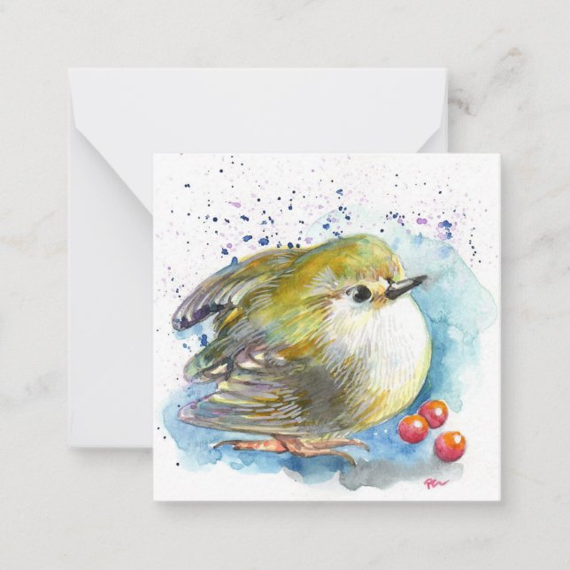Bird and Berries Note Card (Front)