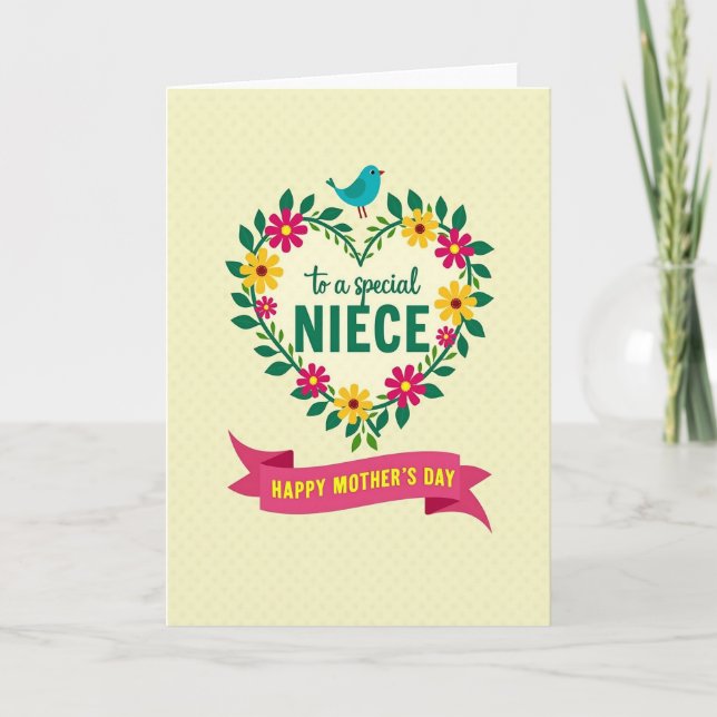 Bird And Blossom Mothers Card (Front)