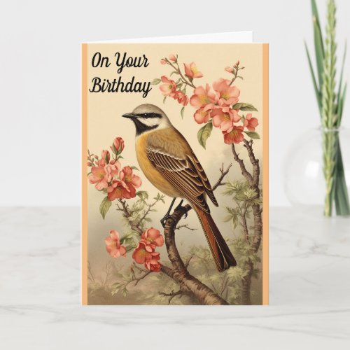Bird And Blossoms Birthday Greeting Card