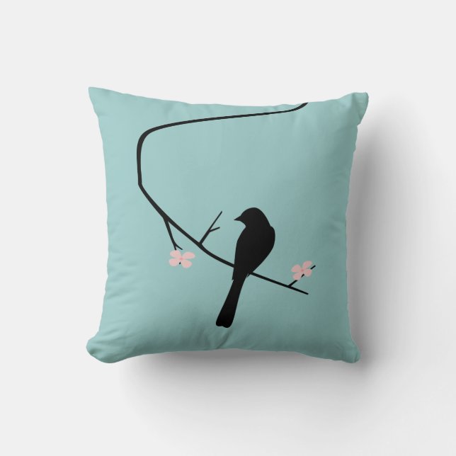 Bird and Blossoms Throw Pillow (Front)