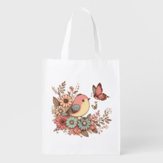 Bird and Butterflies Grocery Bag