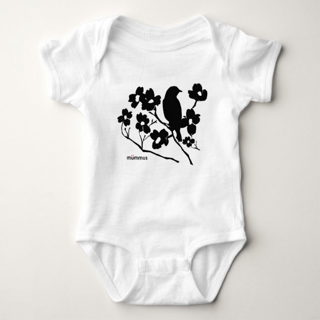 Bird and Dogwood Baby Bodysuit (Front)