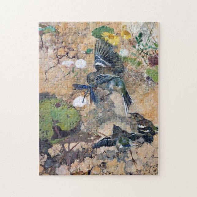 Bird and Dragonfly, Bruno Liljefors Jigsaw Puzzle (Vertical)