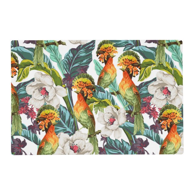 Bird And Exotic Flower Pattern 2 Placemat (Front)