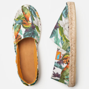 Bird And Exotic Flower Pattern   Monogram Espadrilles
