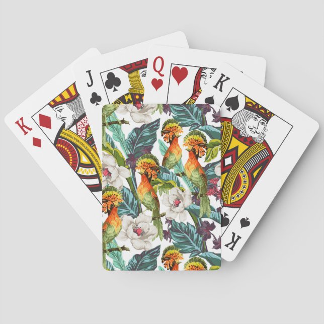 Bird And Exotic Flower Pattern Poker Cards (Back)