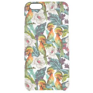 Bird And Exotic Flower Pattern Clear iPhone 6 Plus Case