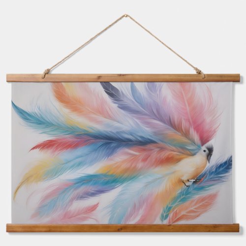 Bird and feathers  hanging tapestry